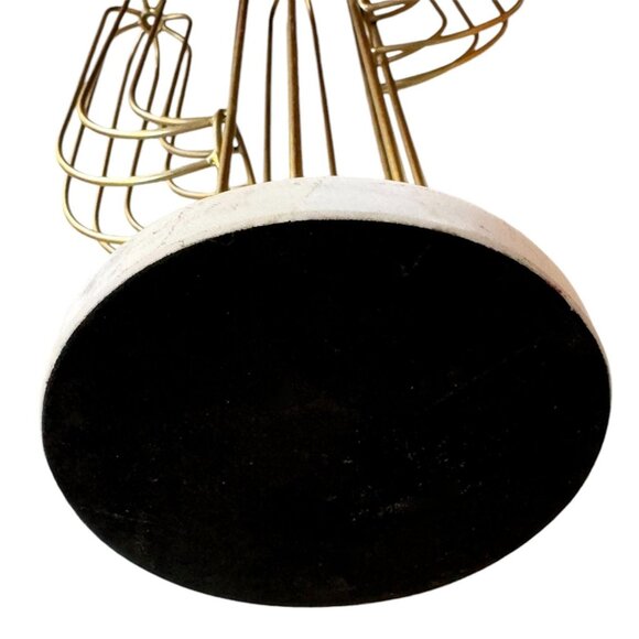 Gold Brass Cactus Sculpture With White Marble Base Modern Art Decor - Picture 7 of 9